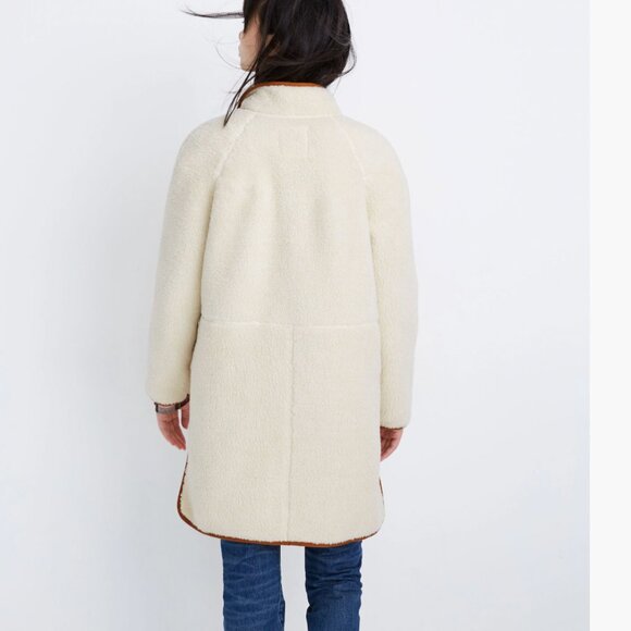 Madewell Sherpa Estate Ivory Coat Size S Oversized Coay Faux Fur Minimalist - Picture 3 of 13